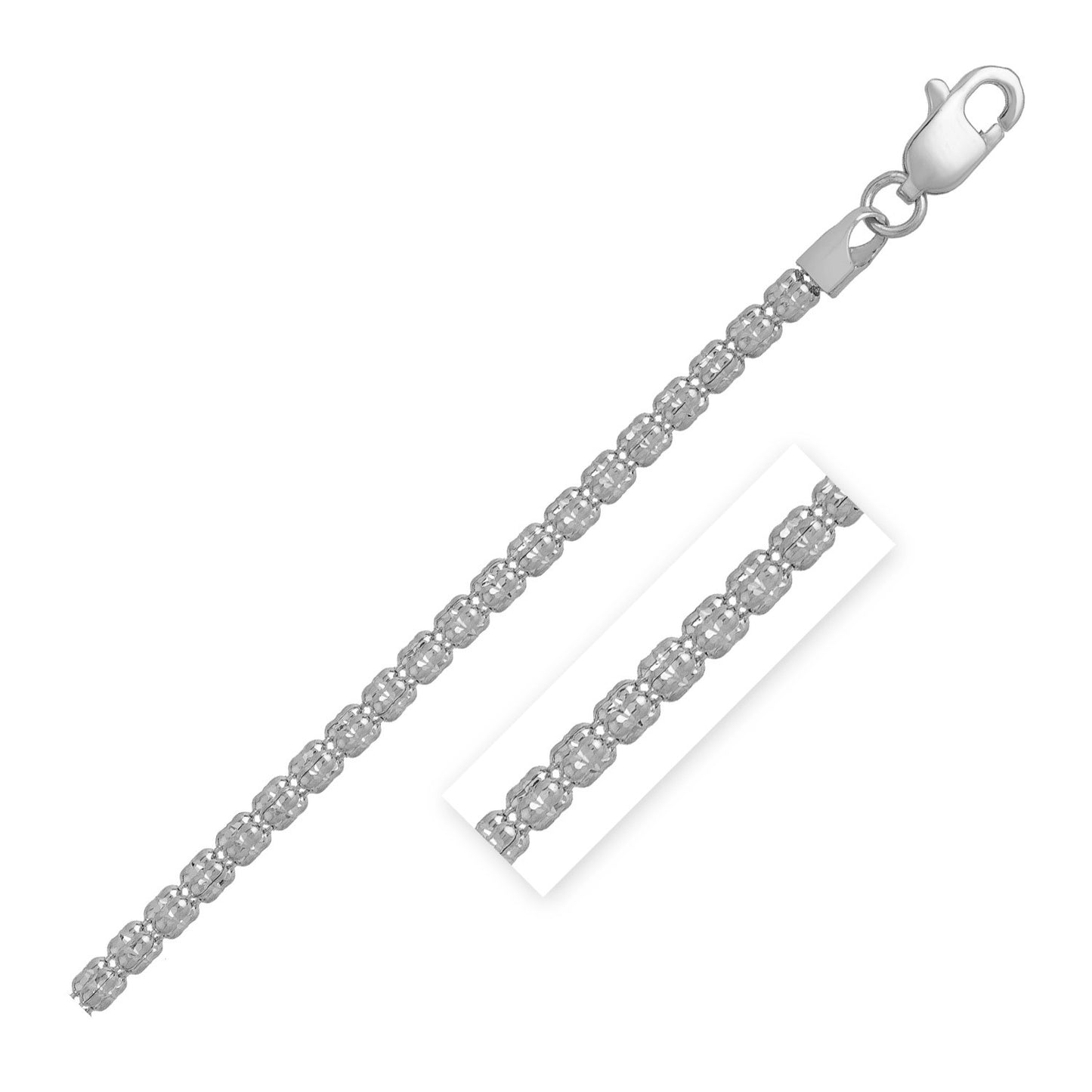 Ice Barrel Chain Bracelet in 14k White Gold (2.70 mm)