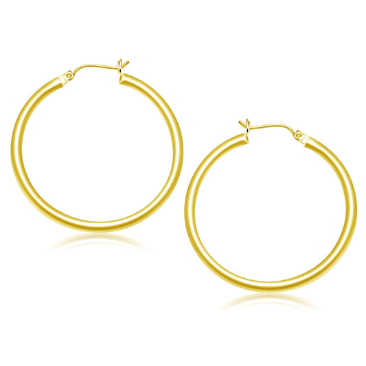 10k Yellow Gold Polished Hoop Earrings (3x40mm)