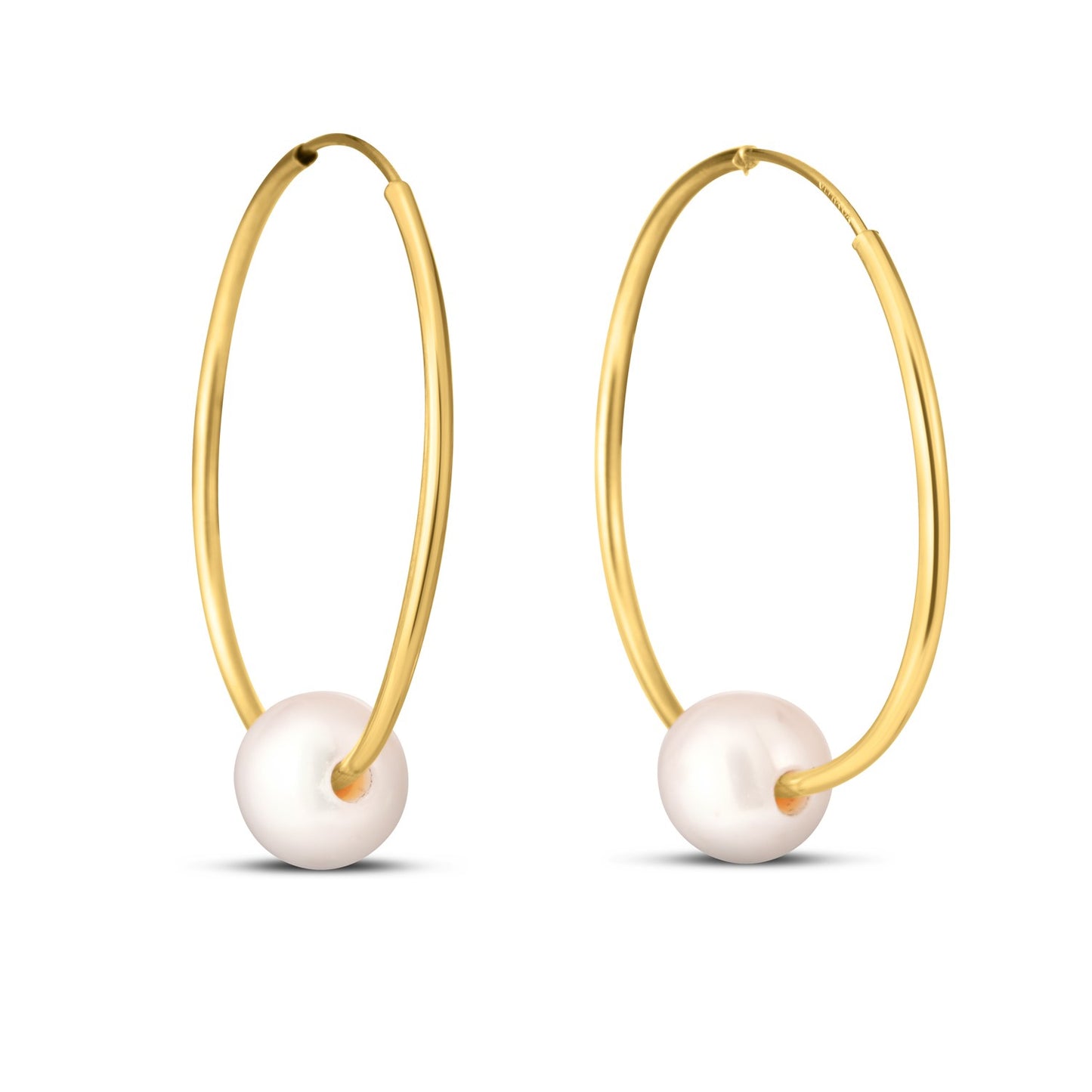 14k Yellow Gold Round Endless Pearl Earring(1x25mm)