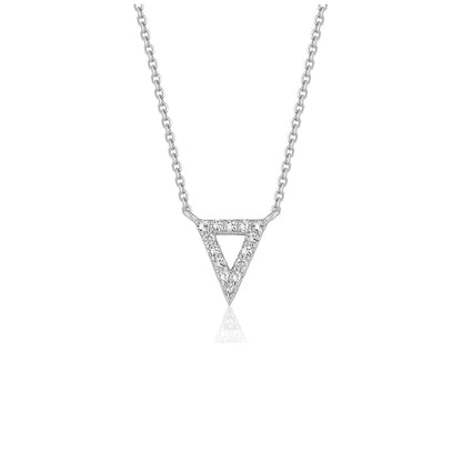 Diamond Triangle Pendant Necklace in 14K White Gold, 16”