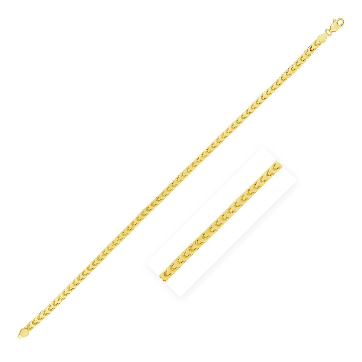 14k Yellow Solid Gold Diamond Cut Round Franco Chain (3.10 mm)