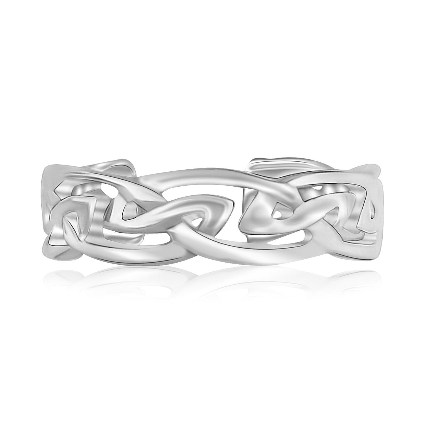 Sterling silver toe ring with Celtic design, 925 rhodium plated.