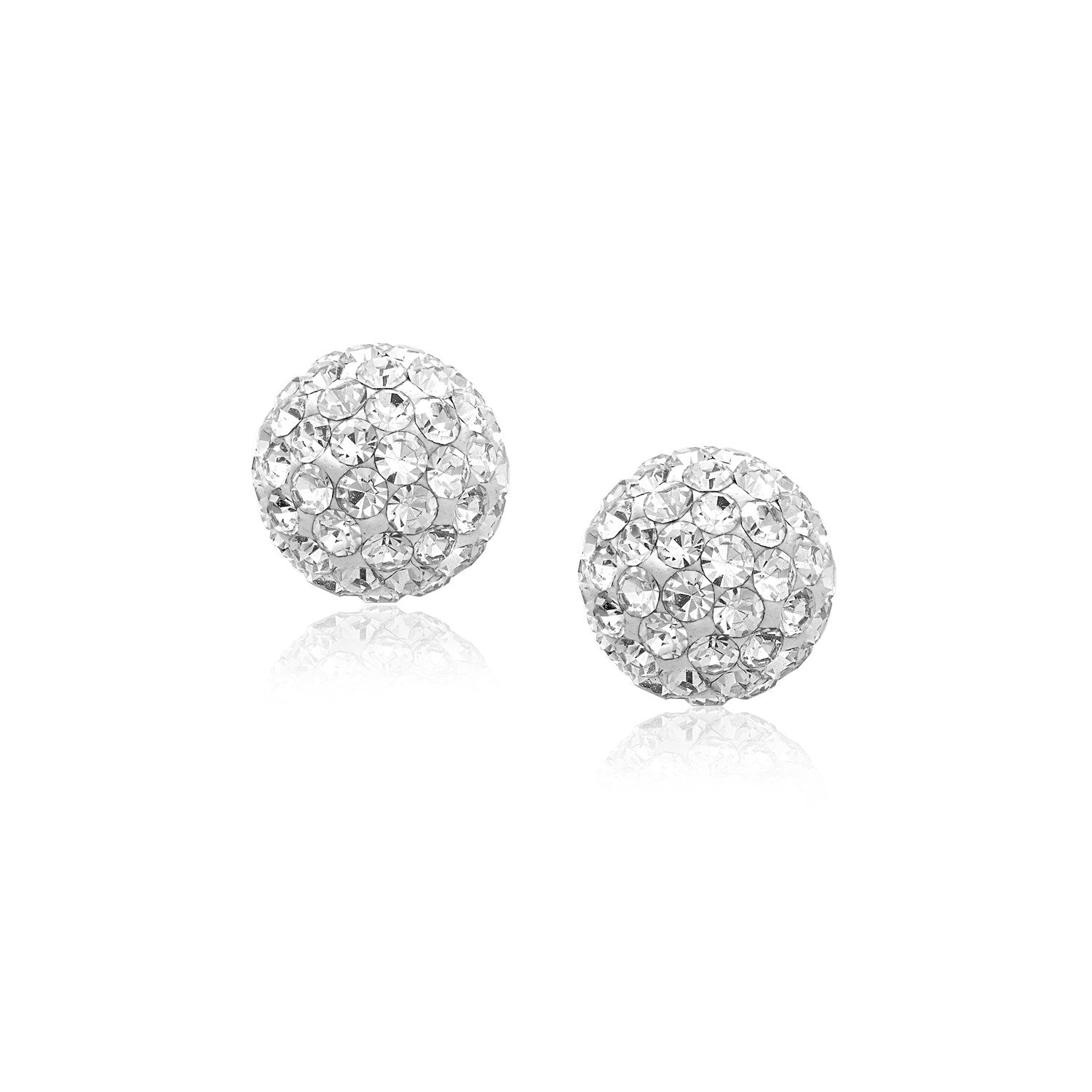 Crystal Ball Stud Earrings – 14K Yellow Gold, 8mm Studs