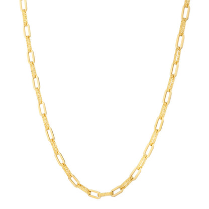 14k Yellow Gold Diamante Paperclip Chain Necklace (4.00 mm)