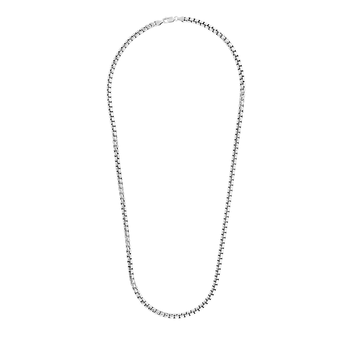 Sterling Silver Rhodium Plated Round Box Chain (4.40 mm)