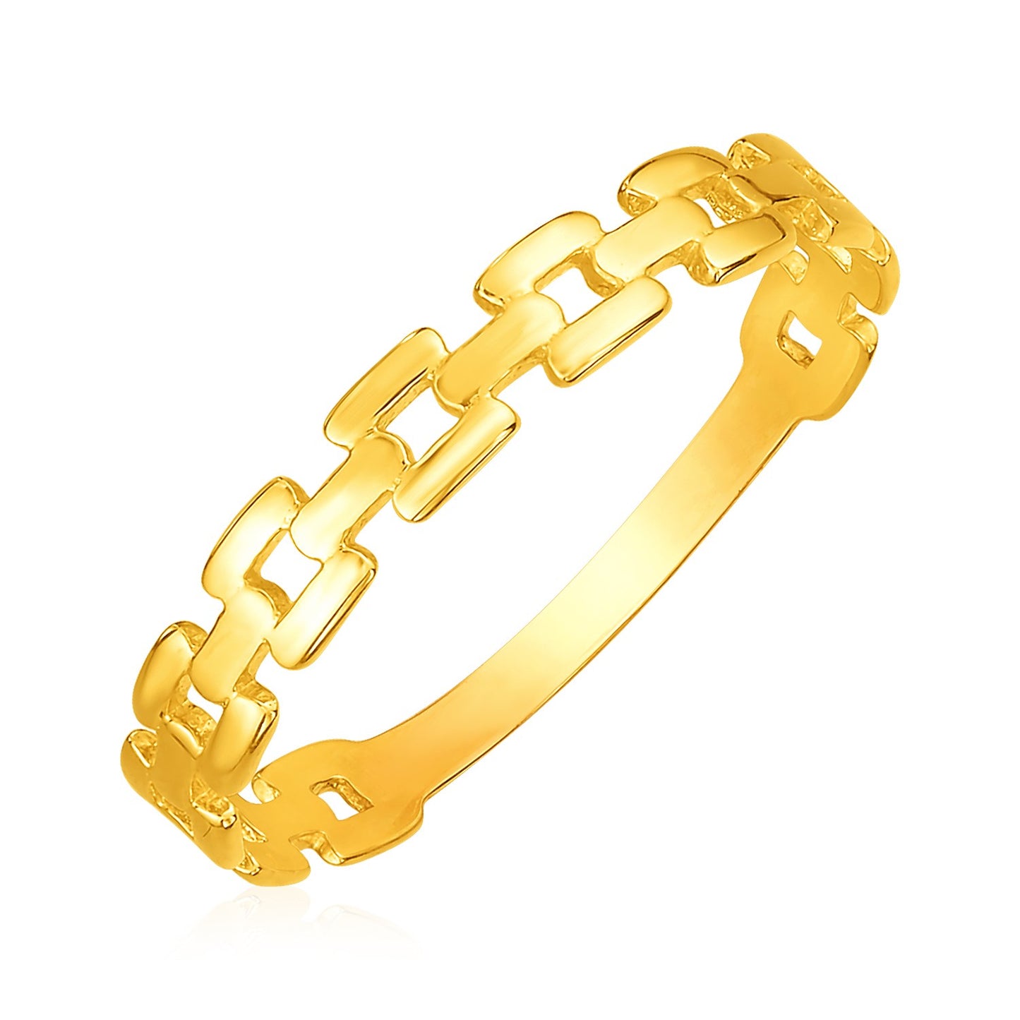 14k Yellow Gold Chain Link Ring – Minimalist & Elegant