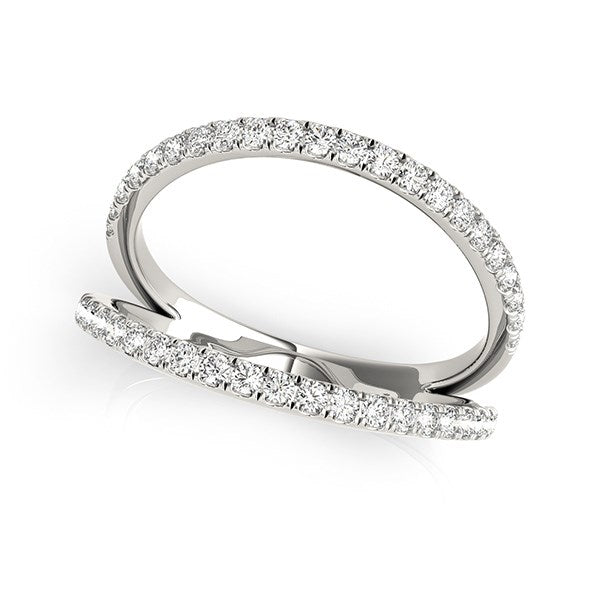 14K White Gold Diamond Band with Pave-Set Diamonds