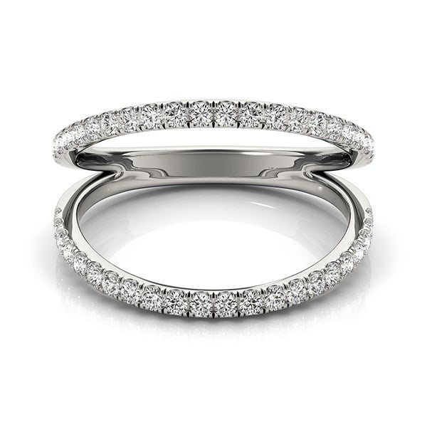 14K White Gold Diamond Band with Pave-Set Diamonds