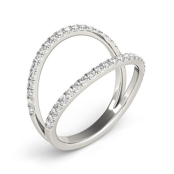 14K White Gold Diamond Band with Pave-Set Diamonds