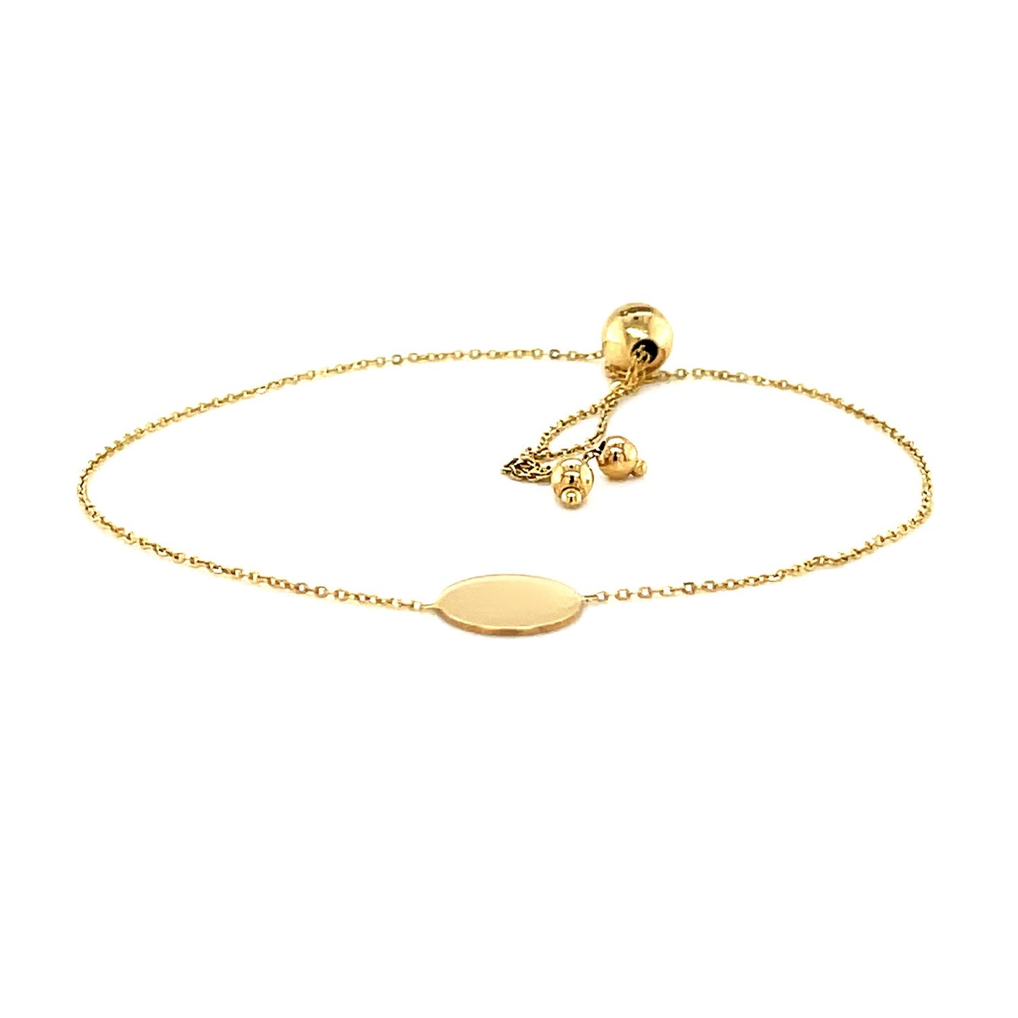 Adjustable Bracelet with Shiny Circle in 14k Yellow Gold (7.50 mm)