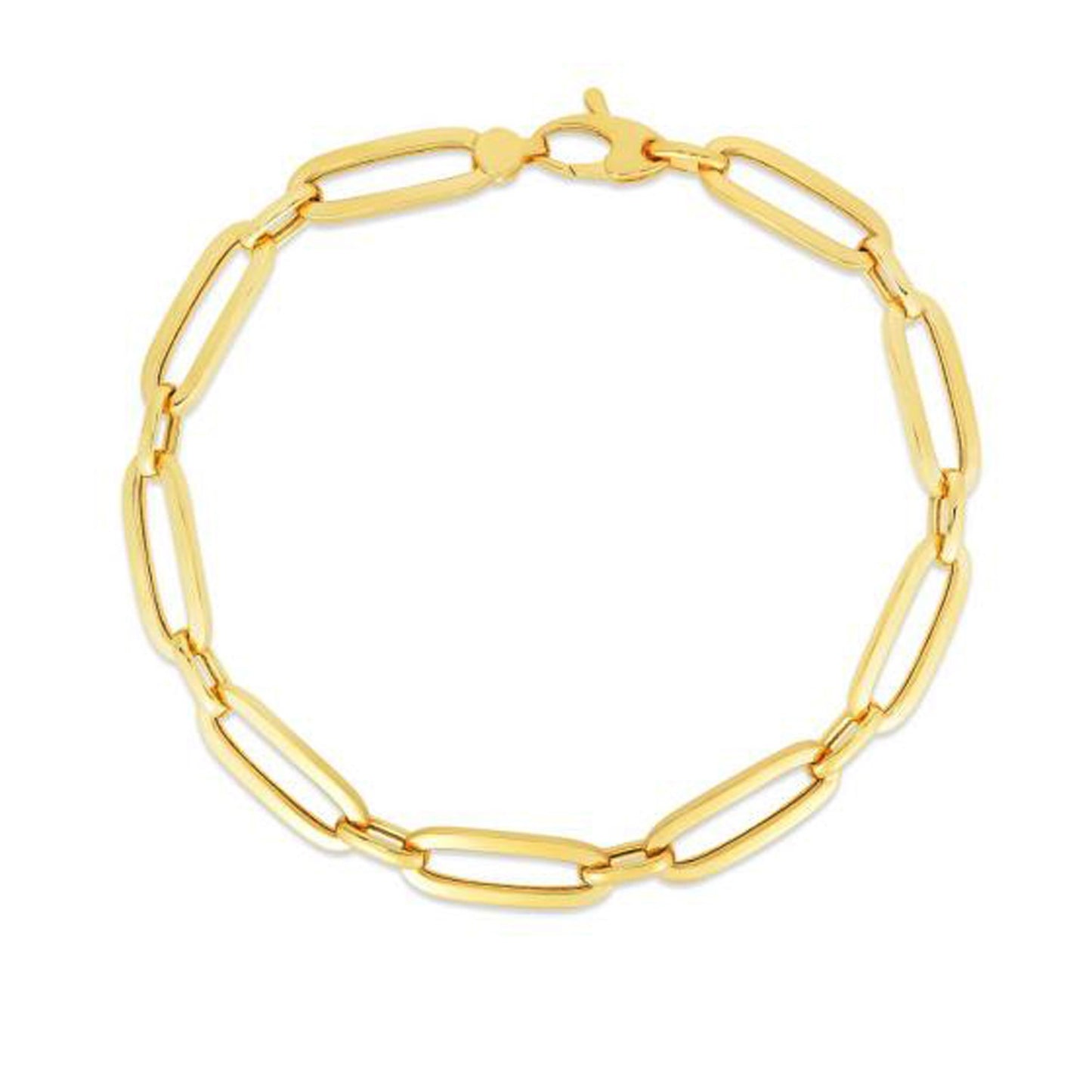 14k Yellow Gold 7 1/4 inch Bombay Paperclip Chain Bracelet (5.60 mm)