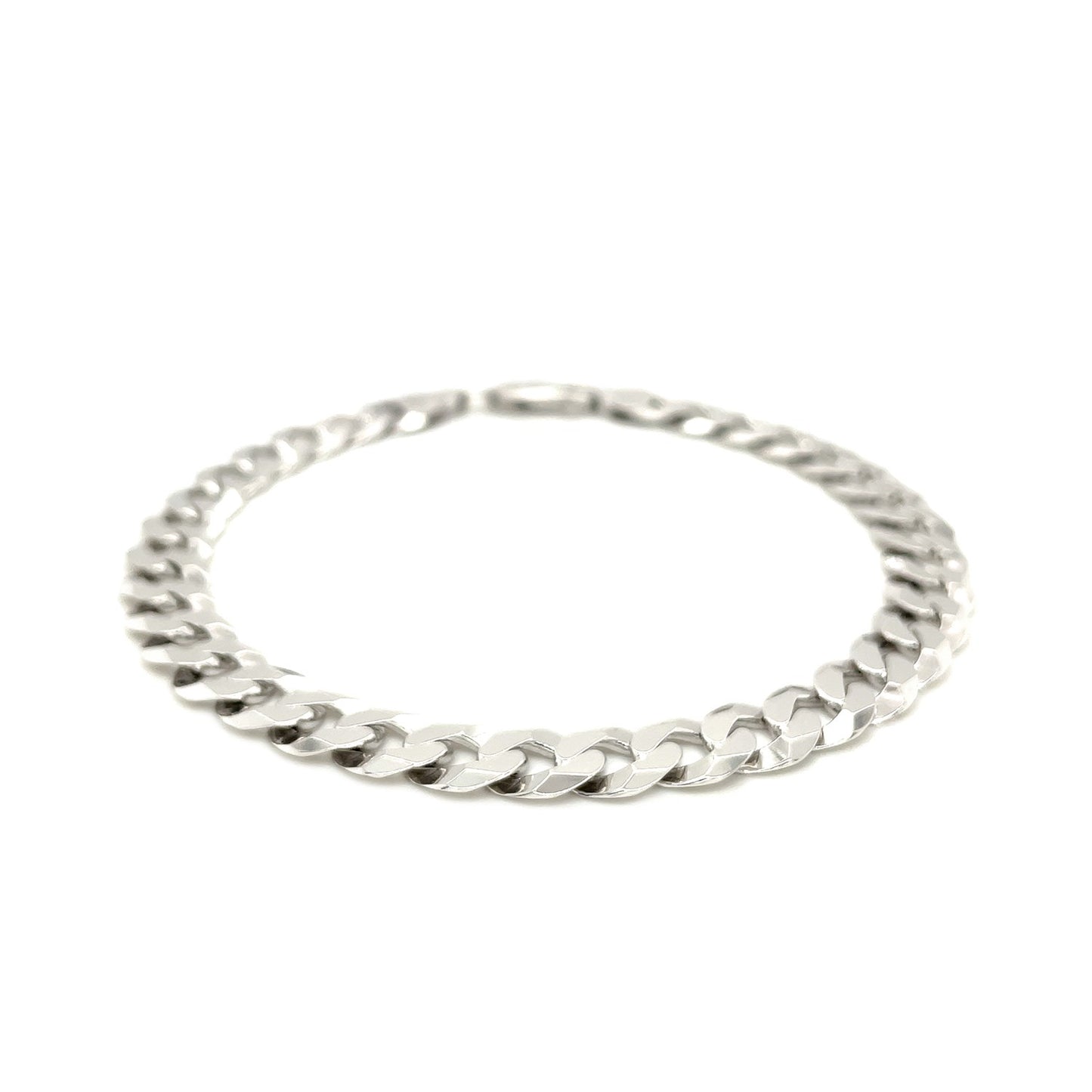 Rhodium Plated Sterling Silver Curb Style Bracelet (7.90 mm)