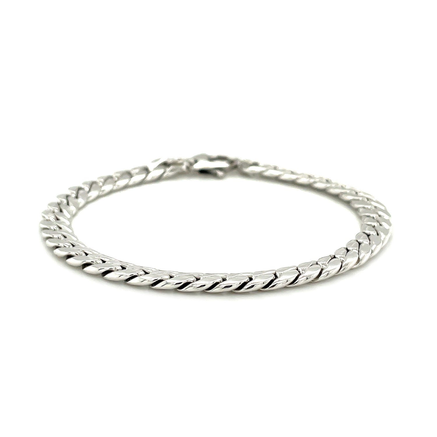 14K White Gold Cuban Link Bracelet, 5.90mm, Lobster Clasp