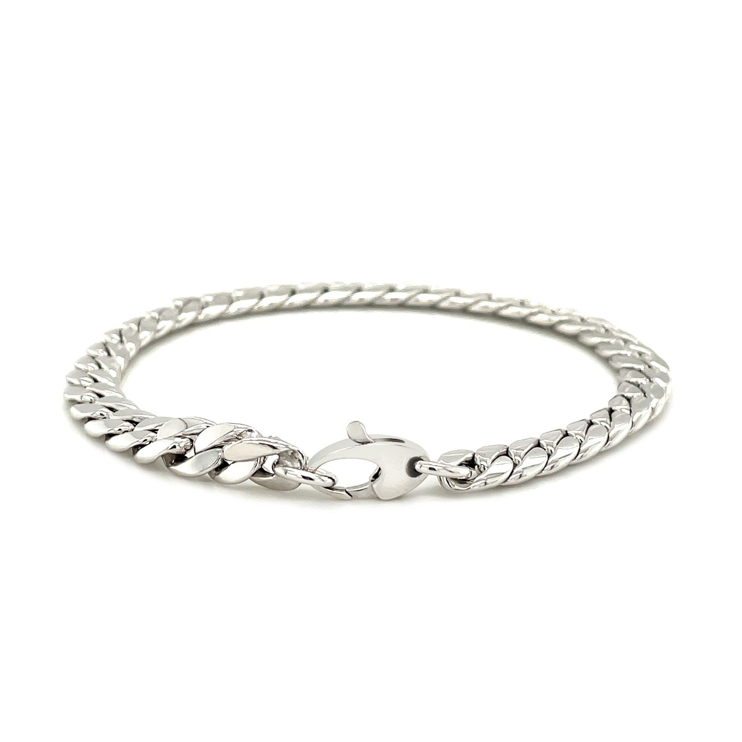 14K White Gold Cuban Link Bracelet, 5.90mm, Lobster Clasp