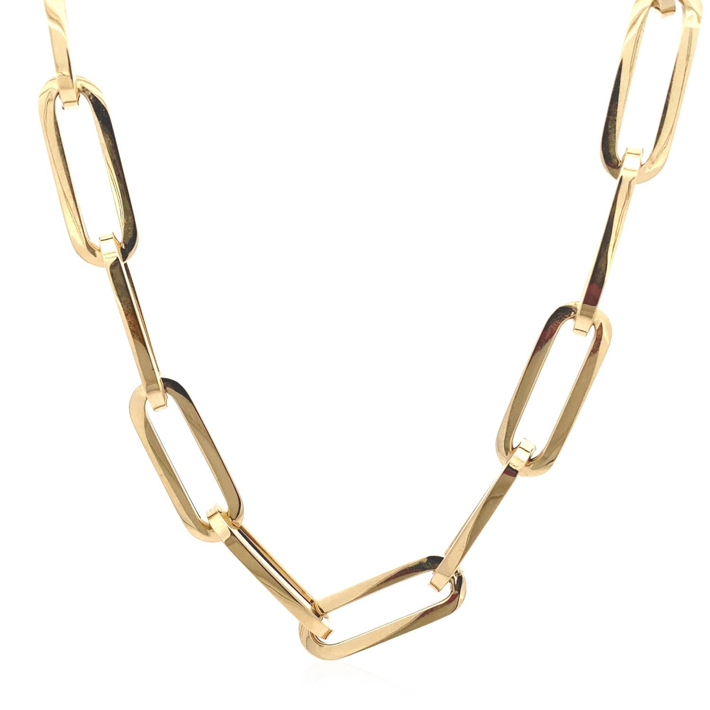 14k Yellow Gold Extra Wide Paperclip Chain Necklace