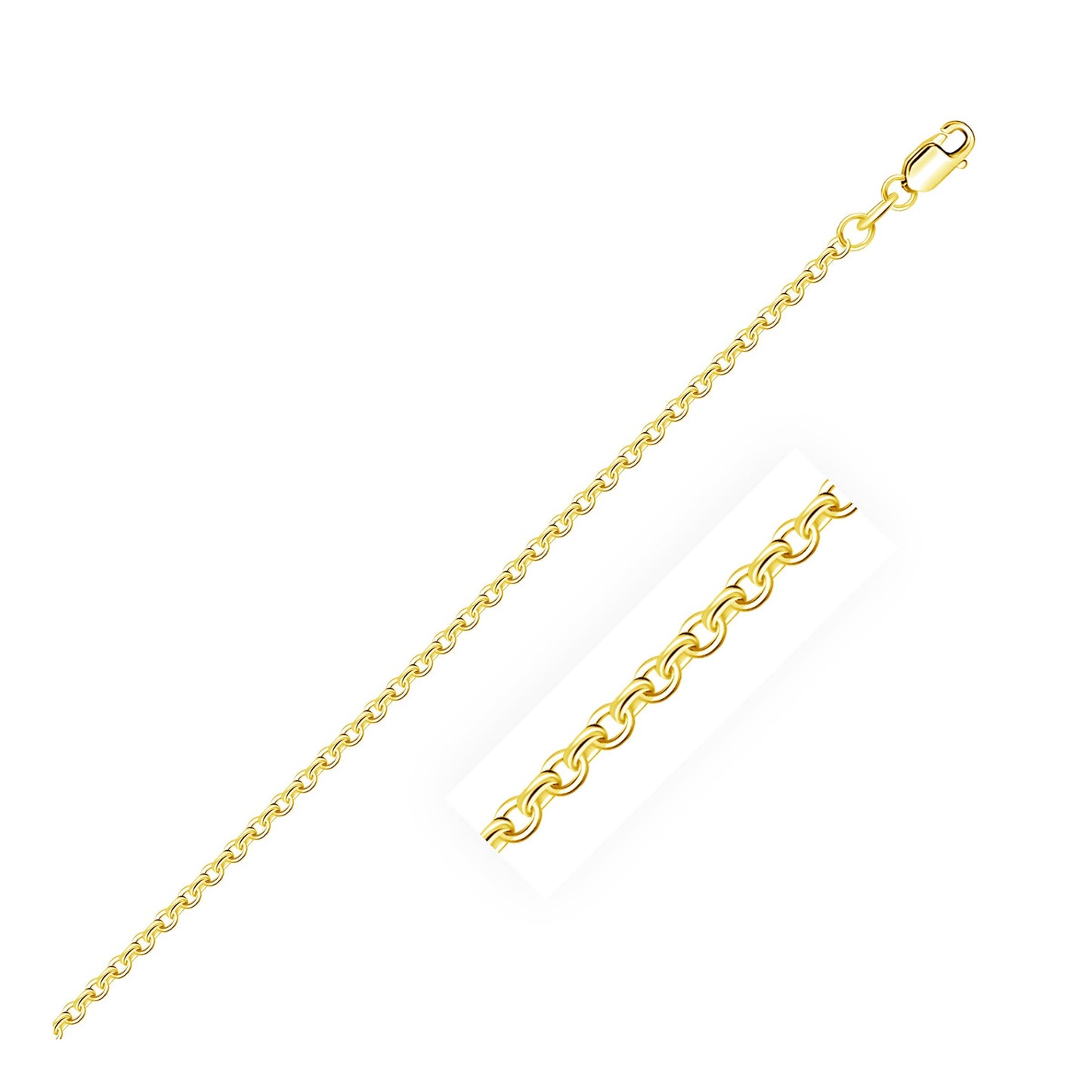 18k Yellow Gold Diamond Cut Cable Link Chain (1.90 mm)