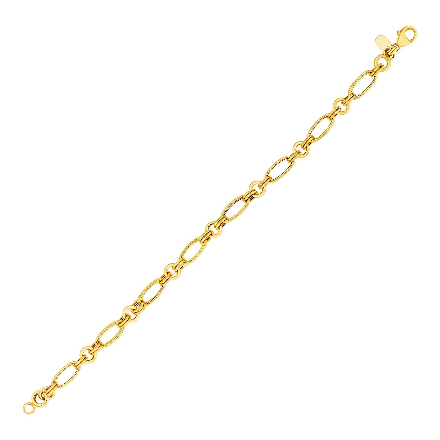 14k Yellow Gold Twisted and Polished Link Bracelet