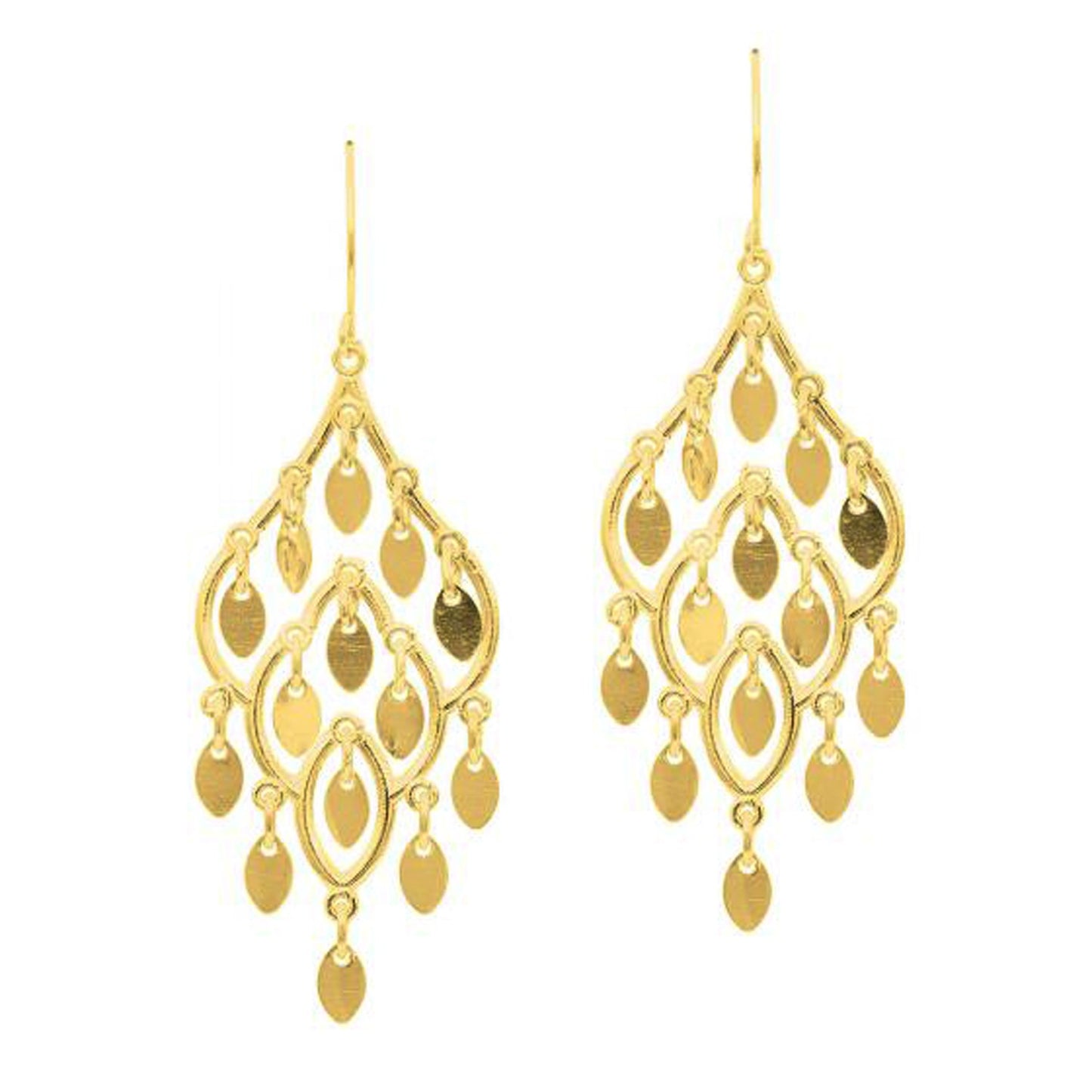 14K Yellow Gold Polished Chandelier Earring