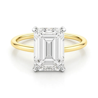 5 Carat Emerald Lab Grown IGI G/VS1 Diamond Solitaire Ring in 14K Yellow Gold