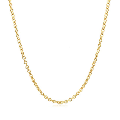 14k Yellow Gold Round Cable Link Chain (1.9 mm)