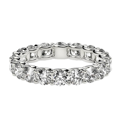 Round Cut Lab Grown Diamond Eternity Ring in 14k White Gold (2 cttw FG/VS2)