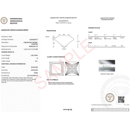 1.50Ct Princess Lab Grown IGI G/VS1 Diamond Ring in 10K White Gold