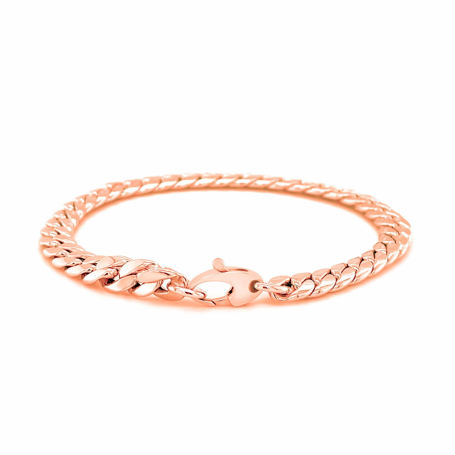 14K Rose Gold Cuban Link Bracelet with polished links