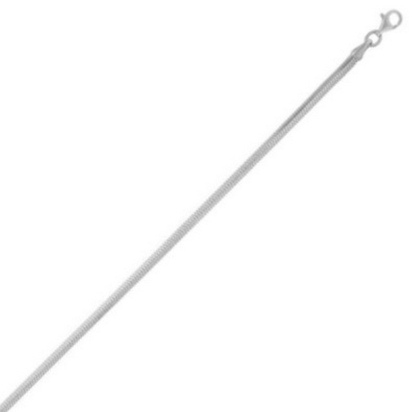 Sterling Silver Rhodium Plated Oval Snake Chain (2.60 mm)