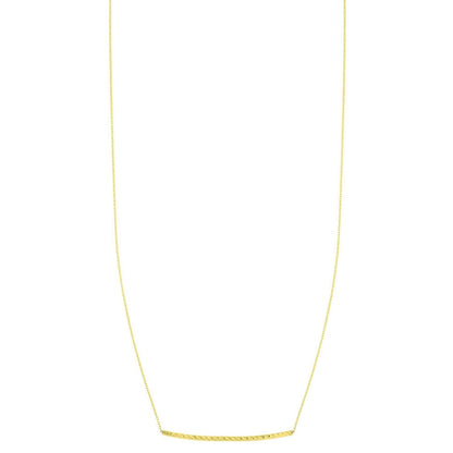 14k Yellow Gold Thin Textured Bar Necklace