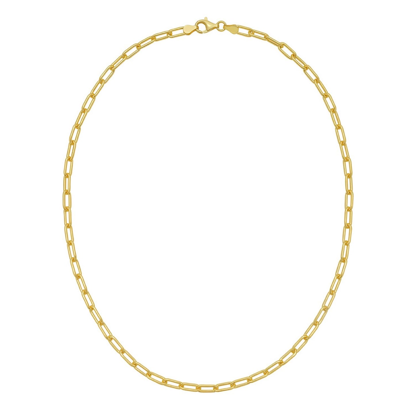 Sterling Silver Yellow Gold Plated Round Link Paperclip Chain (5.20 mm)