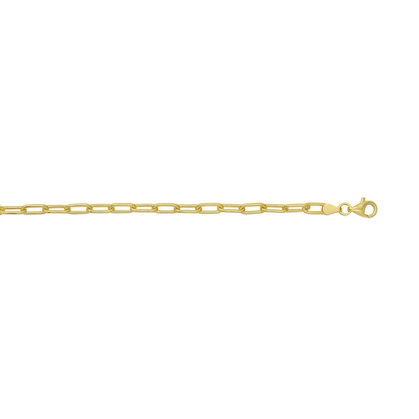 Sterling Silver Yellow Gold Plated Round Link Paperclip Chain (5.20 mm)