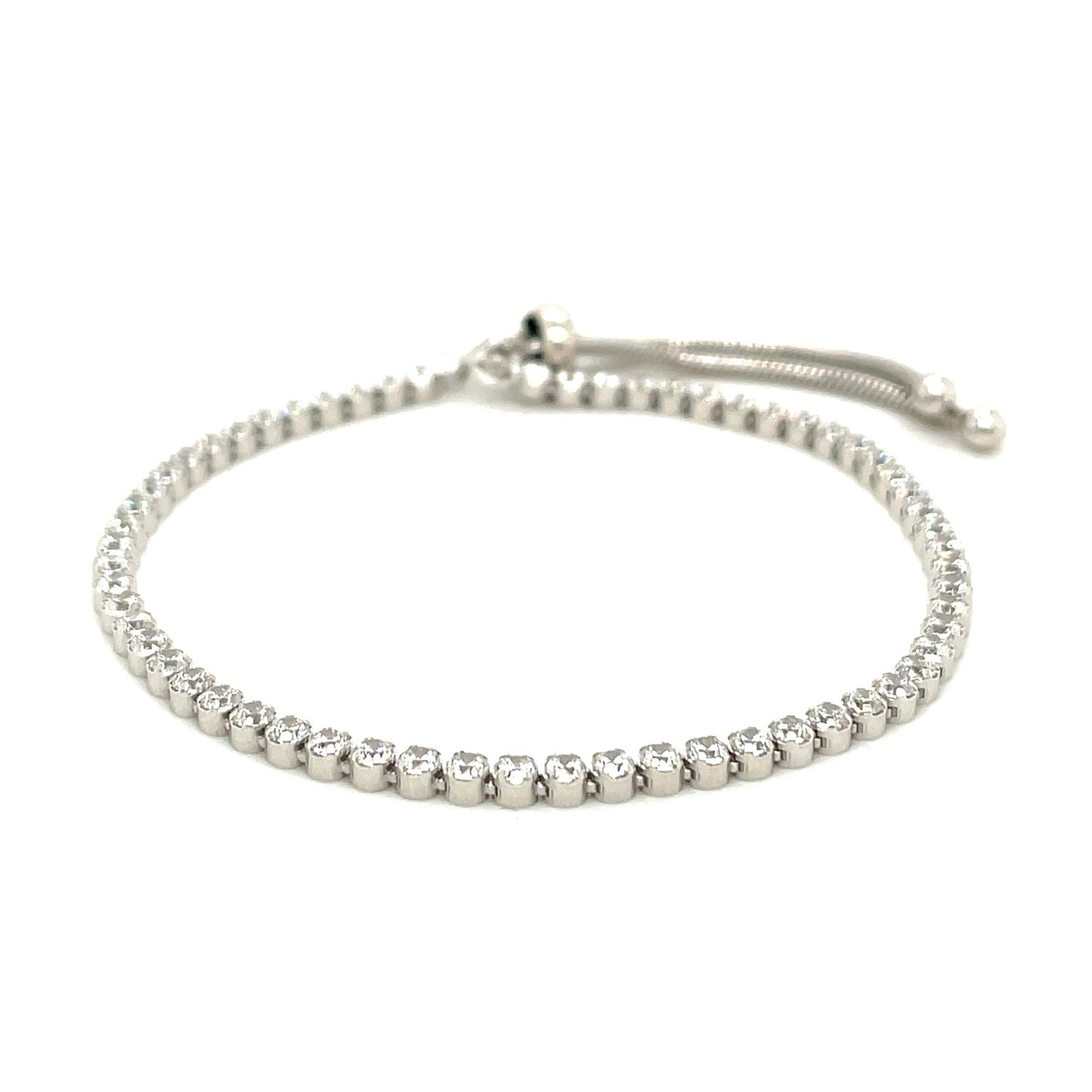 Adjustable Tennis Style Bracelet with Cubic Zirconia in Sterling Silver(4.00 mm)