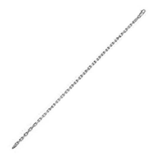 14K White Gold Cable Link Chain with Lobster Clasp – 2.50mm