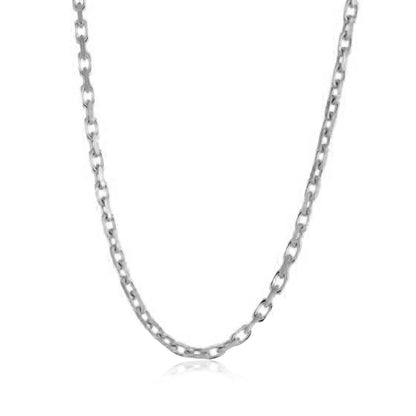 14K White Gold Cable Link Chain with Lobster Clasp – 2.50mm