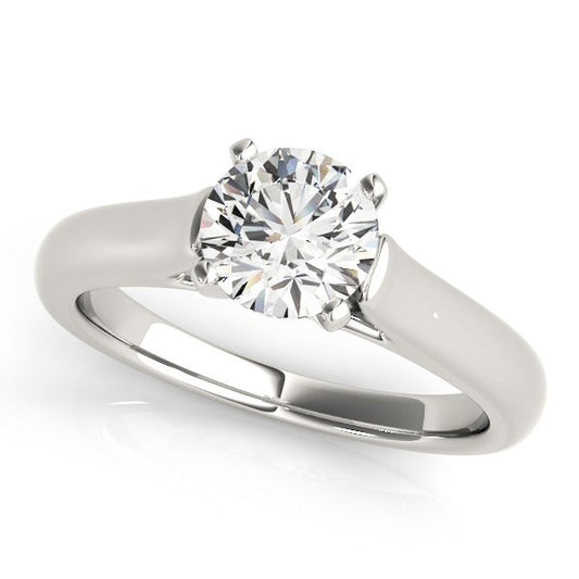 14K White Gold Cathedral Solitaire Diamond Engagement Ring