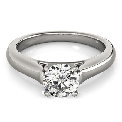 14K White Gold Cathedral Solitaire Diamond Engagement Ring