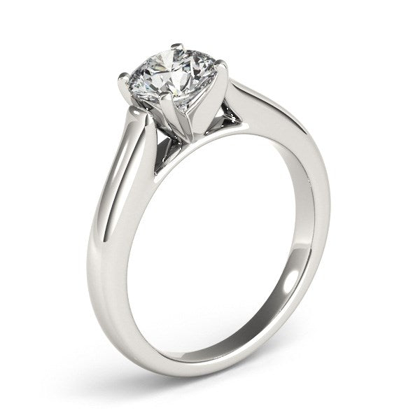 14K White Gold Cathedral Solitaire Diamond Engagement Ring