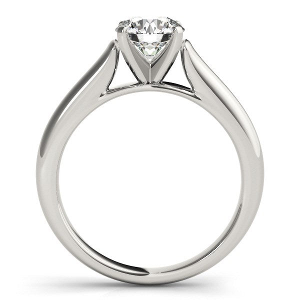 14K White Gold Cathedral Solitaire Diamond Engagement Ring