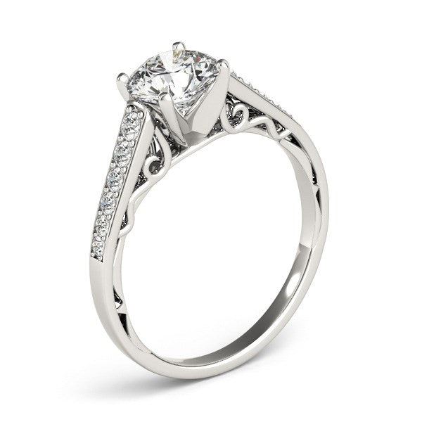 14K White Gold Cathedral Diamond Engagement Ring 1.25 cttw