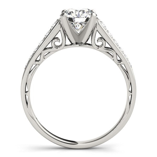 14K White Gold Cathedral Diamond Engagement Ring 1.25 cttw