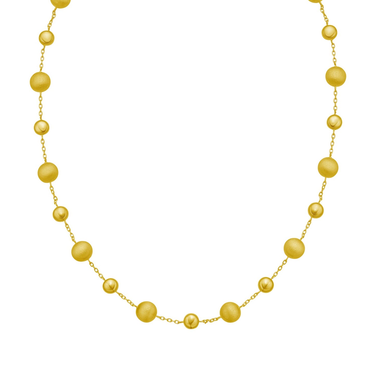 14K Yellow Gold Polished and Satin Pebble Necklace