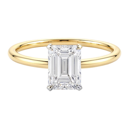 1.50Ct Emerald Lab Grown IGI G/VS1 Diamond Ring in 10K Yellow Gold