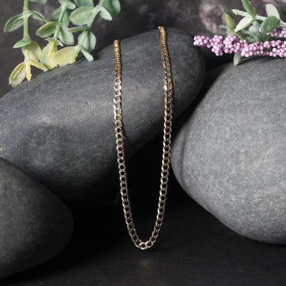 14k Two Tone Gold Pave Curb Chain (2.60 mm)