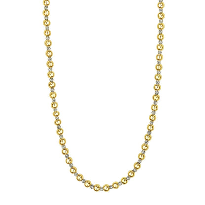 Two Tone Beaded Chain Necklace in 14K Gold