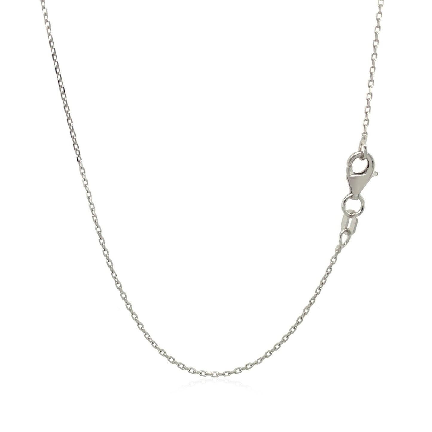 18k White Gold Diamond Cut Cable Link Chain (0.80 mm)