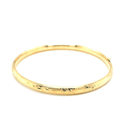 10k Yellow Gold Botanical Pattern Florentine Bangle (5.00 mm)