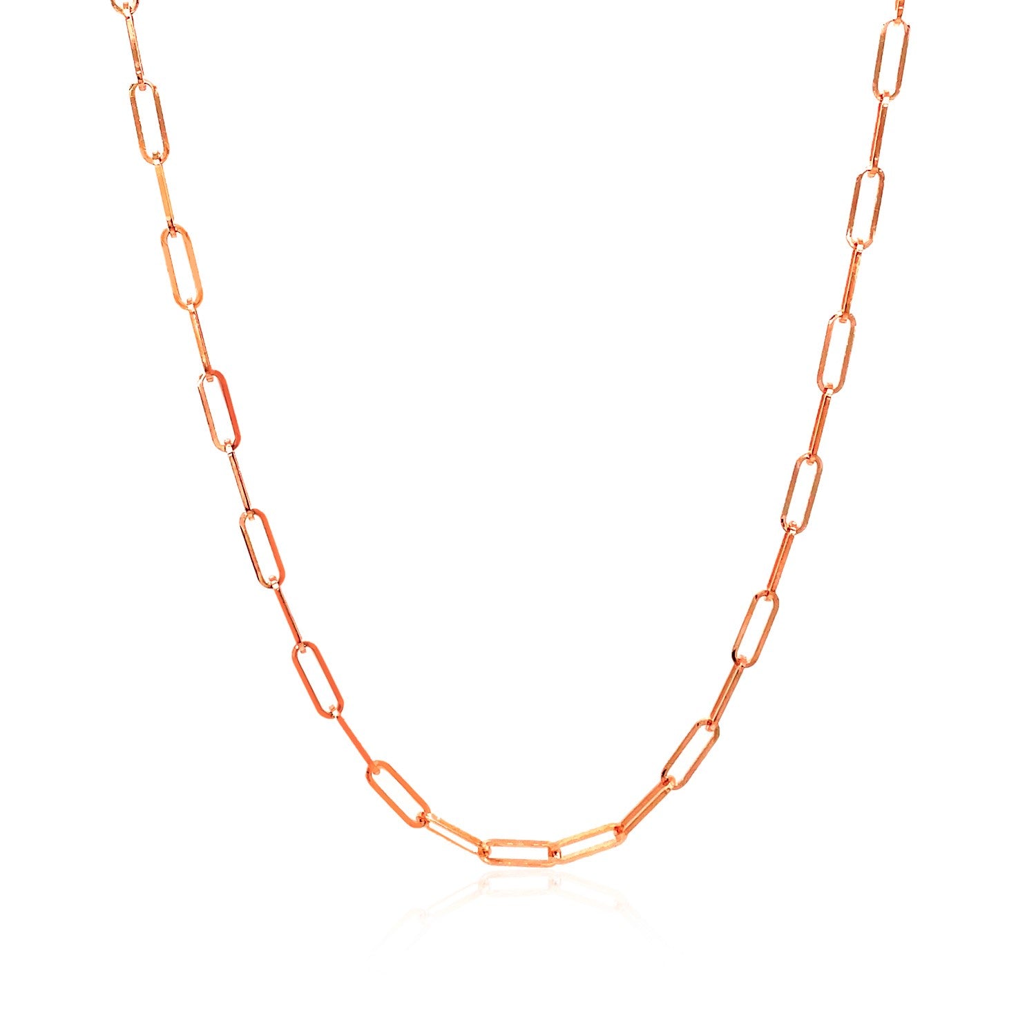 14K Rose Gold Paperclip Chain, 2.10mm, Lobster Clasp