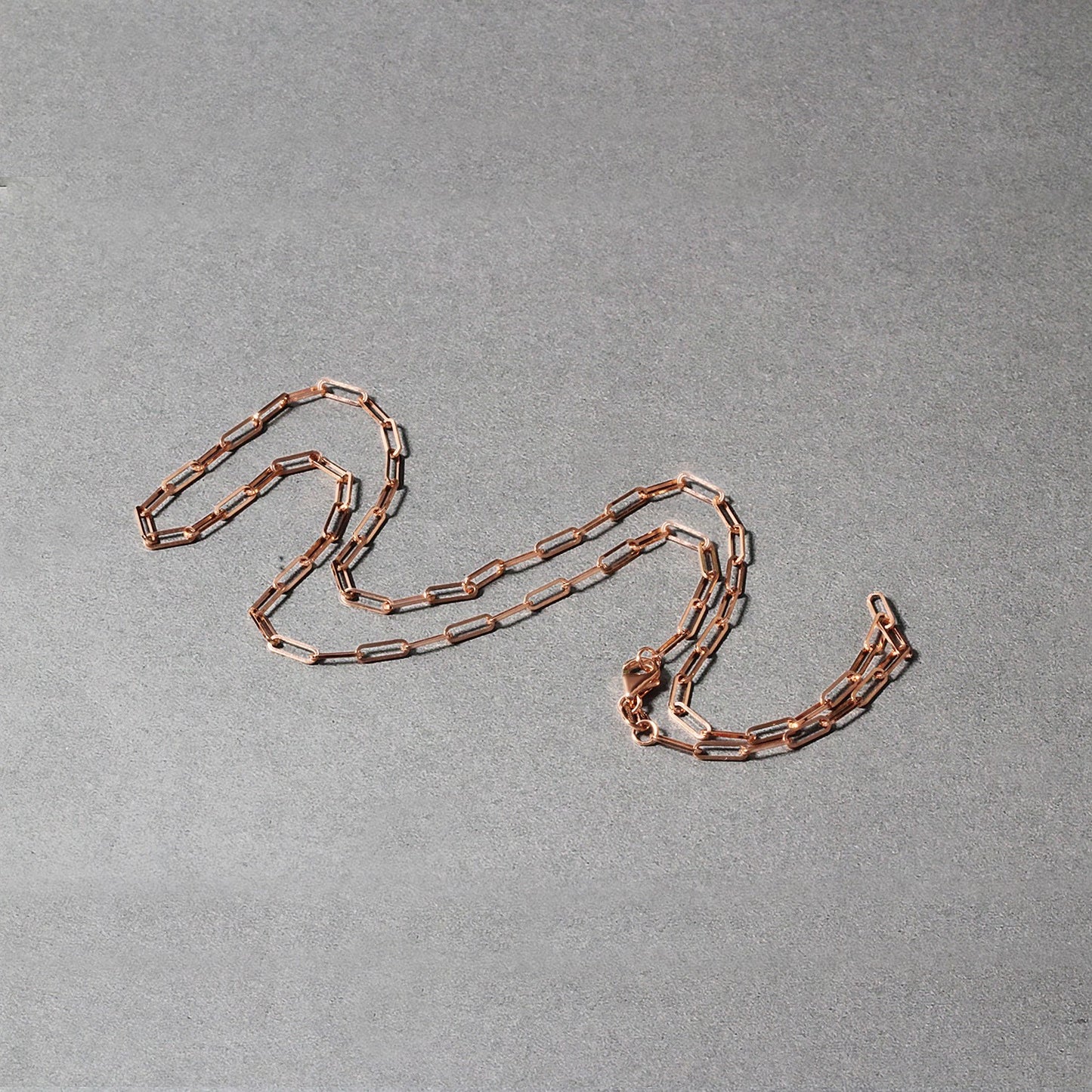 14K Rose Gold Paperclip Chain, 2.10mm, Lobster Clasp