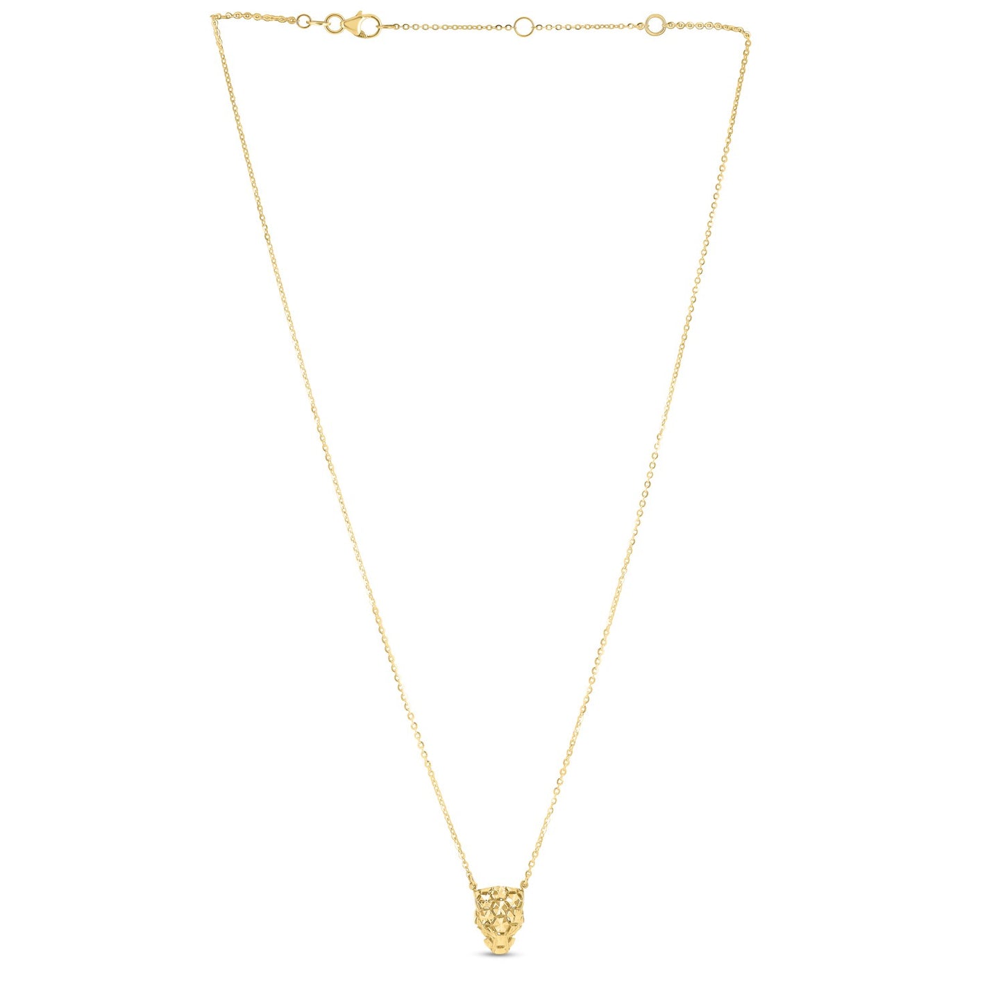 14K Yellow Gold Panther Head Necklace, Luxury Gold Jewelry