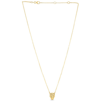 14K Yellow Gold Panther Head Necklace, Luxury Gold Jewelry